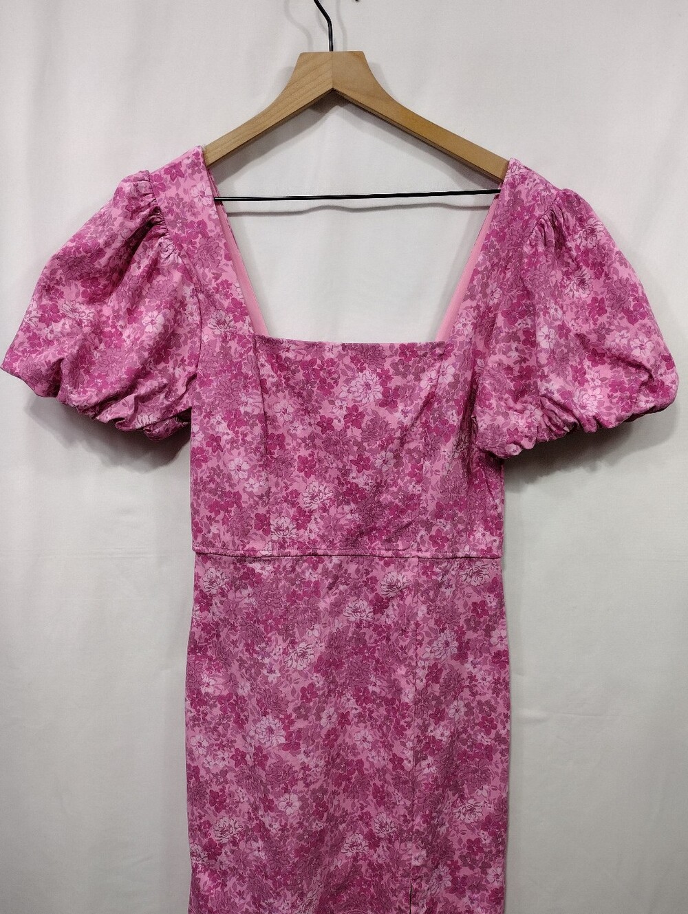 Trixxi Floral Puff-Sleeve Square-Neck Mini Dress Women's L Barbircore Cottagecor - Picture 2 of 8